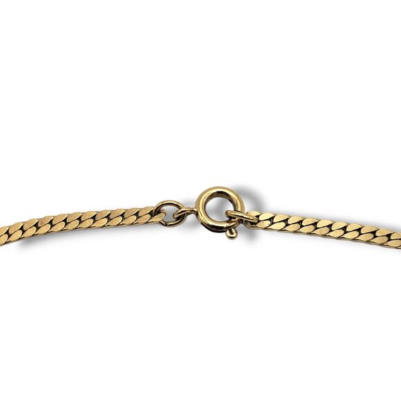 Crown Trifari Gold Tone Chain Rhinestone Center Collar Necklace Vintage Retro - Picture 7 of 11